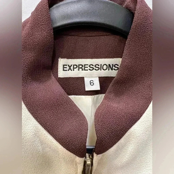 Expressions Brown Zip Front Skirt Suit Size 6 - Picture 4 of 12